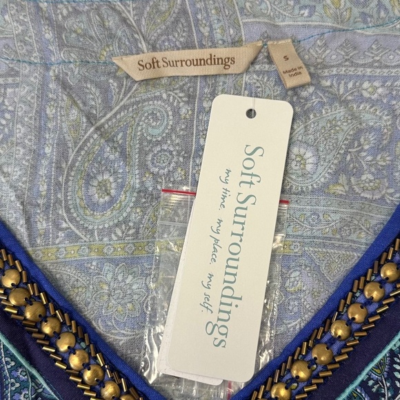 NWT Soft Surroundings V-neck embroidered blue Eugenie Maxi Dress size Small - Picture 8 of 13